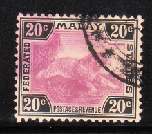 Federated Malay States 1904-10 Tiger 20c Used - Federated Malay States