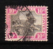 Federated Malay States 1904-10 Tiger 10c Used - Federated Malay States