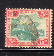 Federated Malay States 1904-10 Tiger 5c Used - Federated Malay States