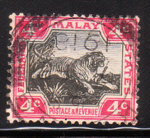 Federated Malay States 1904-10 Tiger 4c Used - Federated Malay States