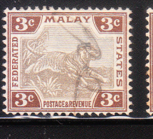 Federated Malay States 1904-10 Tiger 3c Used - Federated Malay States