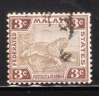Federated Malay States 1904-10 Tiger 3c Used - Federated Malay States