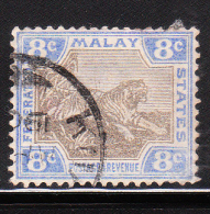 Federated Malay States 1901 Tiger 8c Used - Federated Malay States