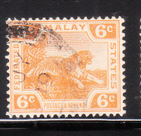 Federated Malay States 1906-22 Tiger 6c Used - Federated Malay States