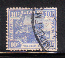 Federated Malay States 1906-22 Tiger 10c Used - Federated Malay States