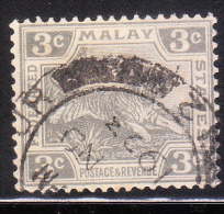 Federated Malay States 1922-32 Tiger 3c Used - Federated Malay States