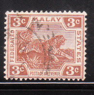 Federated Malay States 1922-32 Tiger 3c Used - Federated Malay States