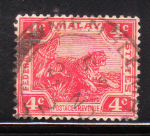 Federated Malay States 1922-32 Tiger 4c Used - Federated Malay States