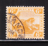 Federated Malay States 1922-32 Tiger 6c Used - Federated Malay States