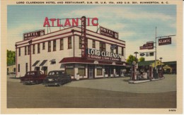 Summerton SC South Carolina, Lord Clarendon Hotel Restaurant Service Station, Auto, C1940s/50s Vintage Linen Postcard - Sonstige & Ohne Zuordnung
