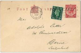 Postcard  London - Bern  (Mischfrankatur George V. / George VI.)         1937 - Storia Postale