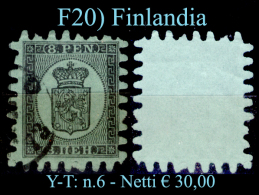 Finlandia-F020 -1866-70: Yvert & Tellier N. 6 (o) Used - Senza Difetti Occulti. - Oblitérés