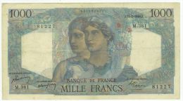 1000 Francs Minerve Et Hercule, Ref Fayette 41/19, état TTB+ - 1 000 F 1945-1950 ''Minerve Et Hercule''