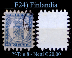 Finlandia-F024 -1866-70: Yvert & Tellier N. 8 (o) Used - Senza Difetti Occulti. - Usati