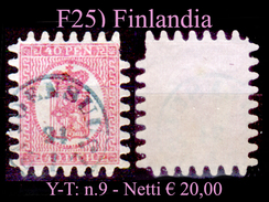 Finlandia-F025 -1866-70: Yvert & Tellier N. 9 (o) Used - Senza Difetti Occulti. - Oblitérés