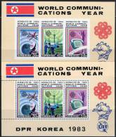 KOREA 1983  COMMUNICATION YEAR X2 S/S (perf/imperf)  MNH Neuf ** UPU / UIT / TELEPHONE / RADIO-TV / SPACE - Asie