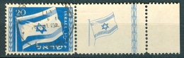 Israel - 1949, Michel/Philex No. : 16, - USED - ** - Full Tab RIGHT - Tab Folded - Oblitérés (avec Tabs)