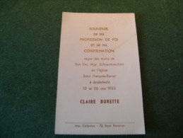 BC5-2-100 LC47 Souvenir Communion Claire Burette Anderlecht 1955 - Comunión Y Confirmación