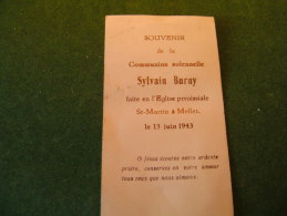 BC5-2-100 LC47 Souvenir Communion Sylvain Burny Mellet 1943 - Kommunion Und Konfirmazion