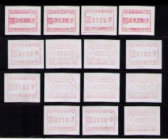 FINLANDIA - LOTE DE 15 ETIQUETAS DISTRIBUIDORAS FRAMA - Automaatzegels [ATM]