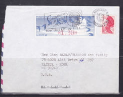 FRANCE LETTRE AVEC 2.20 ROUGE TYPE LIBERTE + VIGNETTE 1.30 A DESTINATION DES USA - Covers & Documents