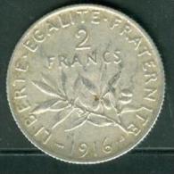 Piece 2  Francs Type    Semeuse   Argent / Silver , Année 1916  - Pia4403 - 2 Francs