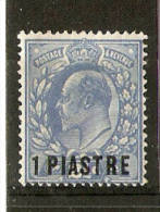 BRITISH LEVANT 1911-13 1pi On 2½d BRIGHT BLUE SG 25 MOUNTED MINT PERF 14 Cat £22 - Levante Britannico