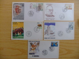 ANDORRA ESPAÑOLA - ANDORRE ESPAGNOL  AÑO COMPLETO 1985 FDC Edifil Nº 184 / 189 Yvert Nº 172 / 176 - Cartas & Documentos