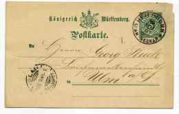 ENTIER POSTAL / POFTKARTE /  KONIGREICH WURTTEMBERG /  HELLBRONN  10 Fev 1891 - Postwaardestukken