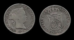 ESPAGNE . ISABELLE II . (1833 . 1868 ) . 40 CENTAVOS . 1866   . ETOILES A SIX BRANCHES . - Primi Conii