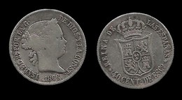 ESPAGNE . ISABELLE II . (1833 . 1868 ) . 40 CENTAVOS . 1866   . ETOILES A SIX BRANCHES . - Erstausgaben