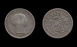 ESPAGNE . ISABELLE II . (1833 . 1868 ) . 1 REAL . 1852   . ETOILES A SIX BRANCHES . - First Minting