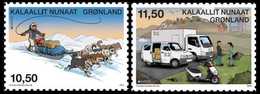 SALE!!! GROENLANDIA GREENLAND 2013 EUROPA CEPT POSTAL VEHICLES 2 Stamps From Sheetlets (perf. 13 1/4) MNH ** - 2013