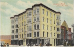 Janesville WI Wisconsin, Jackman Block, Street Scene, Peoples Drug Co. Sign, C1900s/10s Vintage Postcard - Janesville