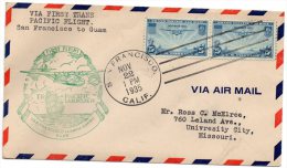 Via First Trans Pacific San Francisco To Guam 1935 Air Mail Cover - 1c. 1918-1940 Lettres