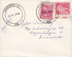 United States "Petite" Airmail EVANSTON (Ill.) 1956 Cover Lettre To Denmark Presidents Jefferson & McKinley - 2c. 1941-1960 Covers