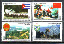 2010 CUBA 50 ANNI OF DIPLOMATIC RELATION WITH CHINA STAMP 4V - Ongebruikt