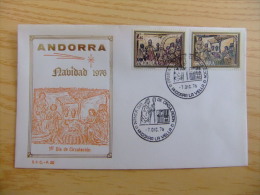 ANDORRA ESPAÑOLA - ANDORRE ESPAGNOL  AÑO 1976 NAVIDAD  NOËL   FDC        Edifil Nº 106 / 107  Yvert Nº 98 / 99 - Lettres & Documents