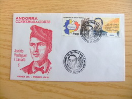 ANDORRA ESPAÑOLA - ANDORRE ESPAGNOL  JACINTO VERDAGUER  " POETA "   FDC  Edifil Nº 171 / 172  Yvert Nº 161 / 162 - Lettres & Documents