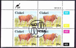 Ciskei - 1987 - Nkone Cattle - Single Control Block CTO  - 25c Nkone Bull - Ciskei