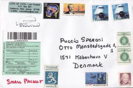 United States Mult Franked (Uncancelled) SMALL PACKET Cover Privately Insured To Denmark Customs Zoll Duane Label - Cartas & Documentos