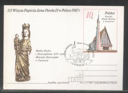 POLAND PC 1987 POPE JOHN PAUL II 3RD PILGRIMMAGE PC3 COMM CANCEL ST MARY´S CHURCH TARNOW MADONNA WITH JESUS SAINT - Lettres & Documents