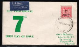 NEW ZEALAND 1964  7d. ARMS PROVISIONAL FDC AIRMAIL BLENHEIM NZ TO POLAND - FDC