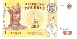 REPUBLICA MOLDOVA 1 LEU 1994 Moldavia Banknotes, Moldova, 1 Leu Type Stefan The Great - Moldavië