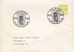 Denmark Sonderstempel THISTED Filatelistklub 1937-62 Cover Brief Waves Wellenlinien Stamp - Briefe U. Dokumente