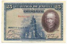 SPAIN , 25 PESETAS 15.8.1928. ,  P-74b - 1-2-5-25 Peseten