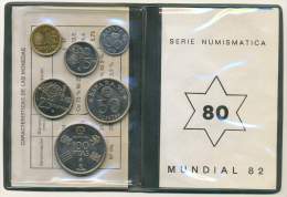 SPAIN , MUNDIAL SET 1982M , 6 COINS IN ORIGINAL FOLDER - Ongebruikte Sets & Proefsets