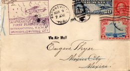 Frist Flight Brownsville TX To Mexico City  Old Air Mail Cover - 1c. 1918-1940 Covers