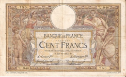 BILLETE DE FRANCIA DE 100 FRANCOS DEL 28-6-1913 LUC OLIVIER MERSON  (BANKNOTE) RARO - 100 F 1908-1939 ''Luc Olivier Merson''