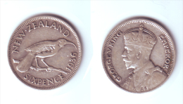 New Zealand 6 Pence 1936 - Nueva Zelanda